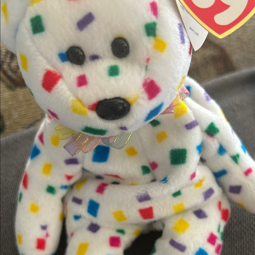 Ty Multicolor Confetti Bear Plush